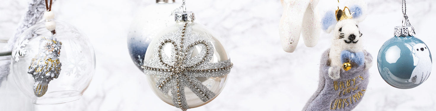 white and silver christmas decorations at denstone